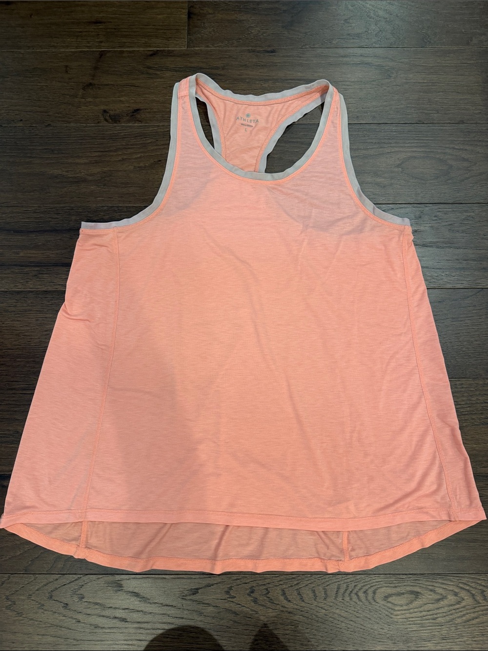 Athleta Coral Pink Racerback Tank with Gray Mesh Trim Large - Size C11-458